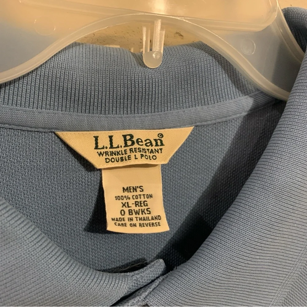 Double L Polo Shirt Short Sleeve Wrinkle Resistant L L Bean Light Blue Size XL